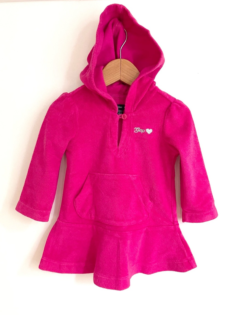 $5 💥Gap Hooded Terry Sweatshirt Dress / Snuggie, Magenta, Flared Skirt